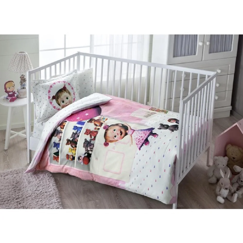 100% хлопка Сделано в Турции Маша детская кроватка постельные принадлежности