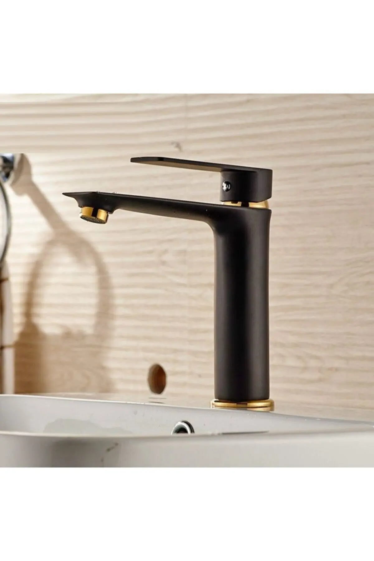 

Basin Faucet Black-Gold Plated Hot Cold New TasarımHavza faucet Gold and black waterfall faucet brass bathroom faucet bany