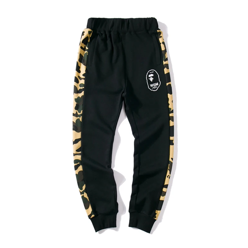 Камуфляжные леггинсы BApe head WGM камуфляжные зеленые желтые в стиле Харадзюку