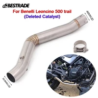 mid pipe for benelli leoncino 500 trial motorcycle exhaust mid link connect pipe deleted catalyst pipe stainless steel slip on