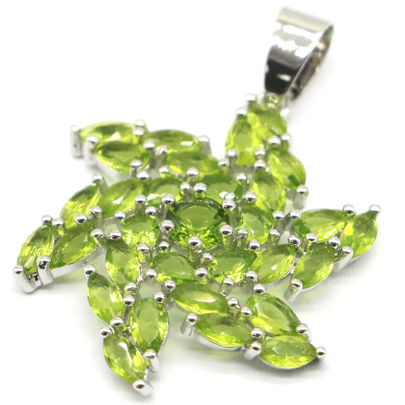 

38x26mm Highly Recommend Star Created Green Peridot Gift For Ladies Daily Wear Silver Pendant