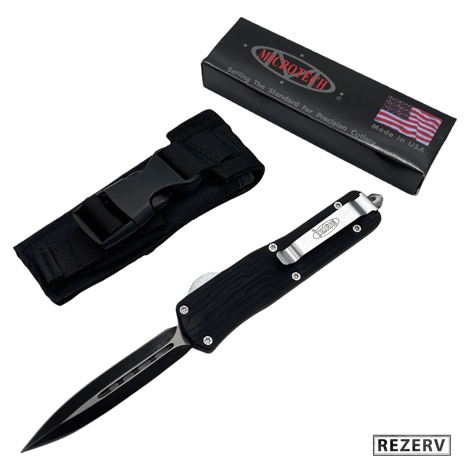 Нож кнопочный фронтальный Micro mod. 5 (Double front) автоматический складной сталь 420 рук.