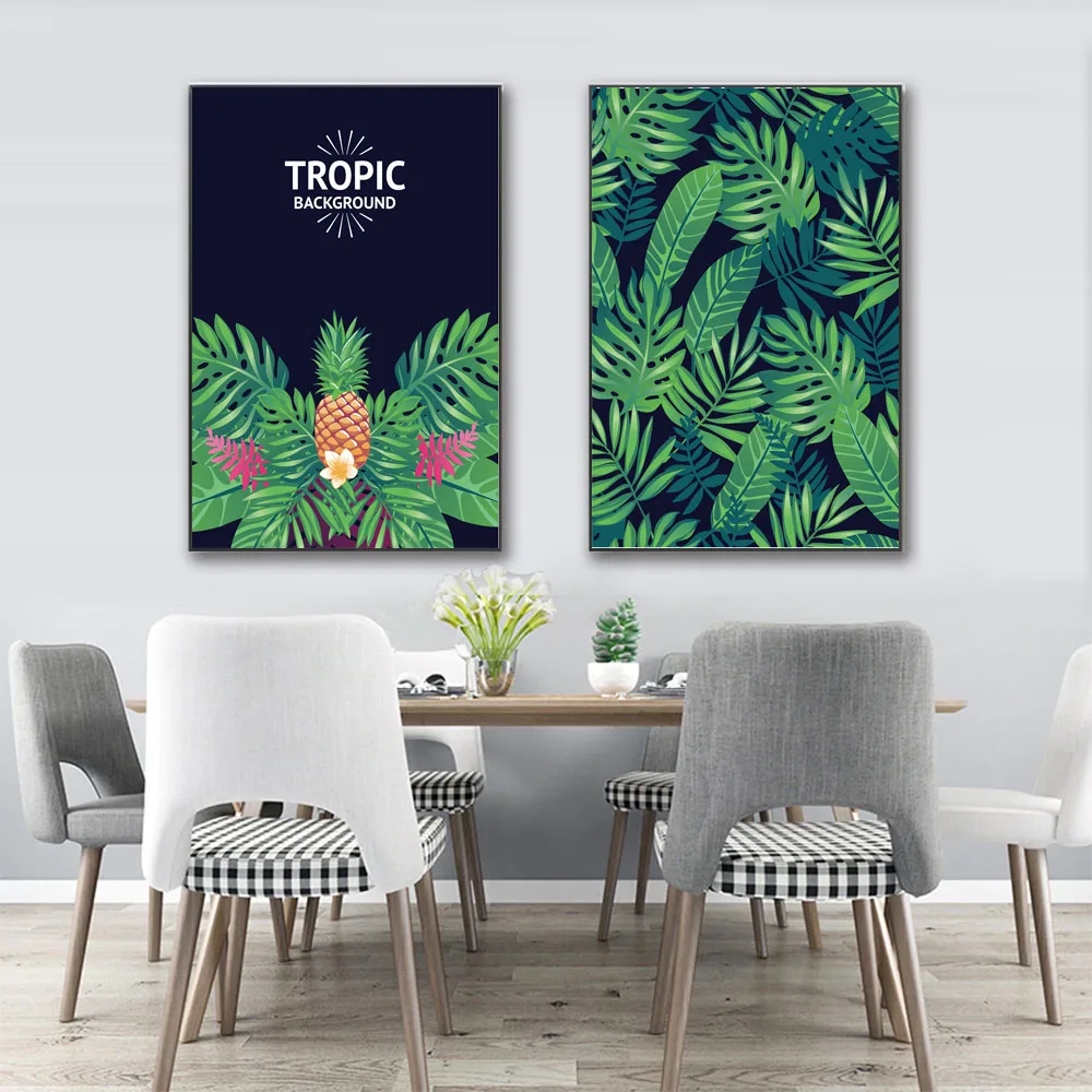 

Tropical Plants Pineapple Tree Poster Green Leaves Decorative Picture Modern Wall Art Paintings for Living Room Home Decor