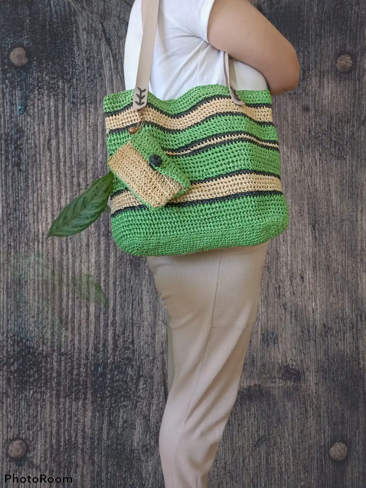 

Günseli Knitting Stylish Women Bag Top Trend Fashion Handmade Accessory Lined Green Summer Spring Shoulder Carrying Bag