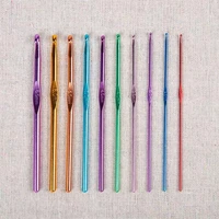 2 10mm aluminum knitting needles metal crochet set hook weave sweater diy hand craft yarn sewing needle sewing tools mixed color