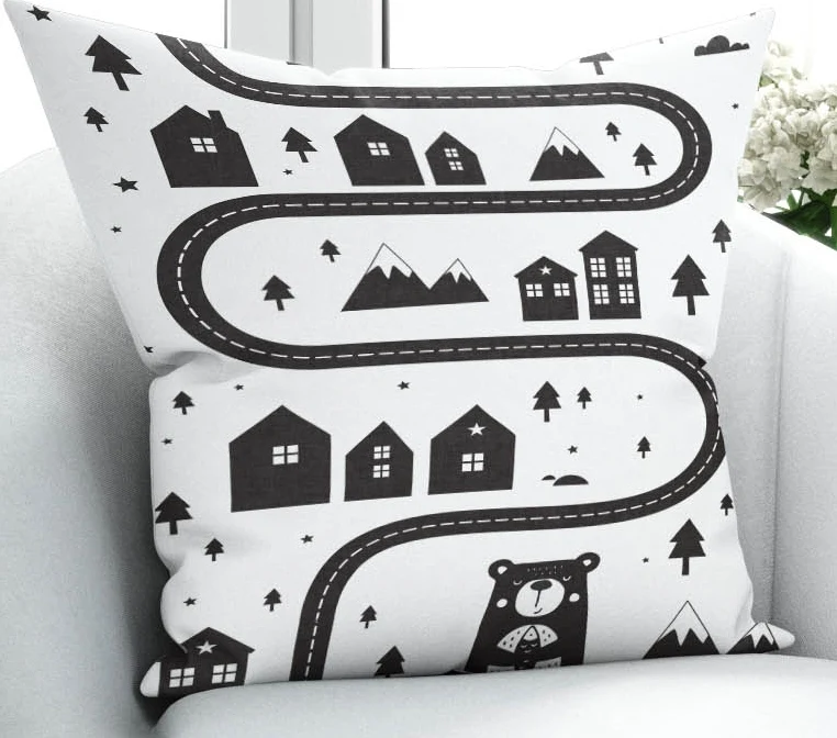 Еще черный белый цвет автомобильной дороги игра город 3D печать микрофибры