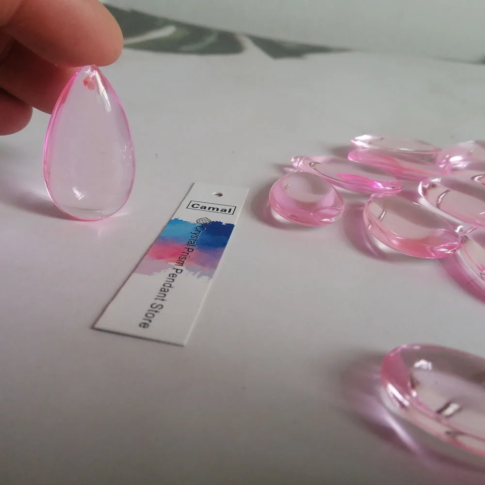 Камаль 20 шт. 36 мм розовые кристально гладкая каплевидные бусины Призма Подвесная