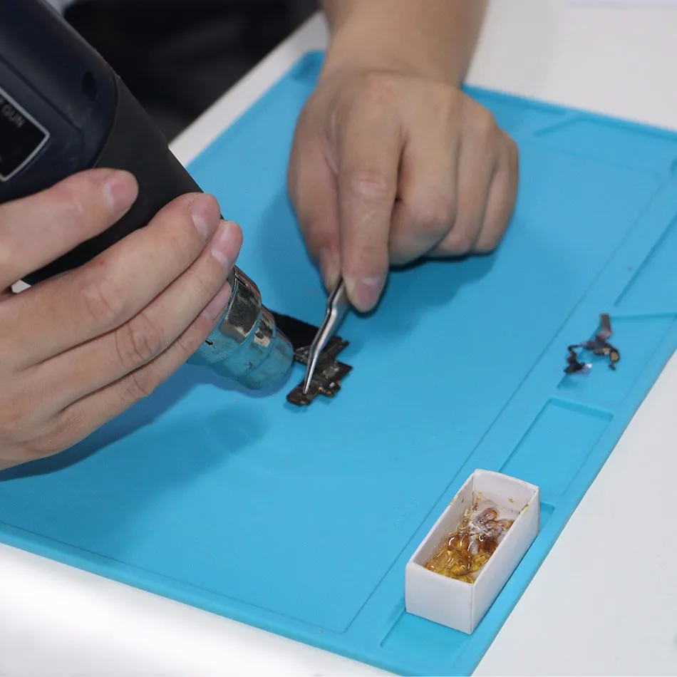 

34x23cm Heat Resistant Silicone Pad Desk Mat Maintenance Platform Heat Insulation BGA Soldering Repair Station with 20 cm Scale