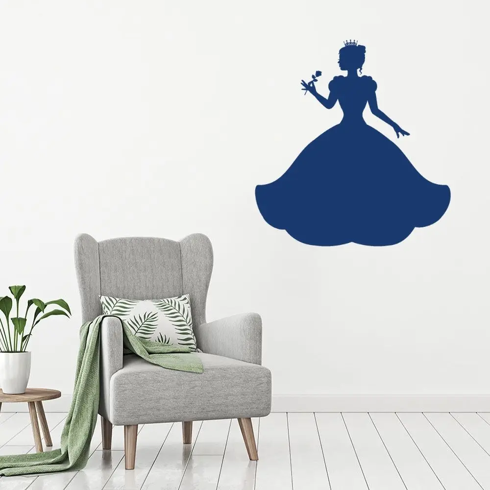 

Cute Princess Holding A Rose For Kids Stickers Home Bedroom Wall Art Decoration Removable A001171