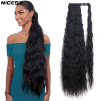 nicesy synthetic 34inch long wavy corn whisker curly hair ponytail hair fiber heat resistant wig clip style hair extension
