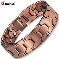 rainso vintage magnetic copper bracelet for men women healthy bio energy chain bangle bracelet daily wear jewelry gift