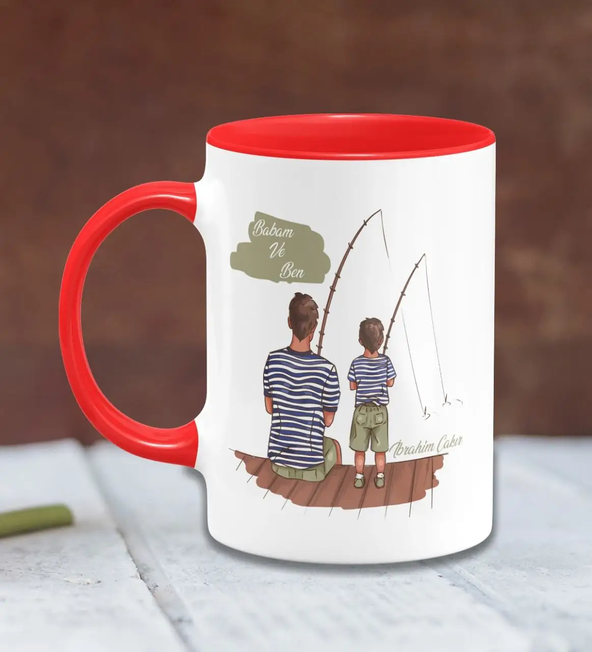 

Personalized Fathers Day Themed Red Mug Cup 26-274K