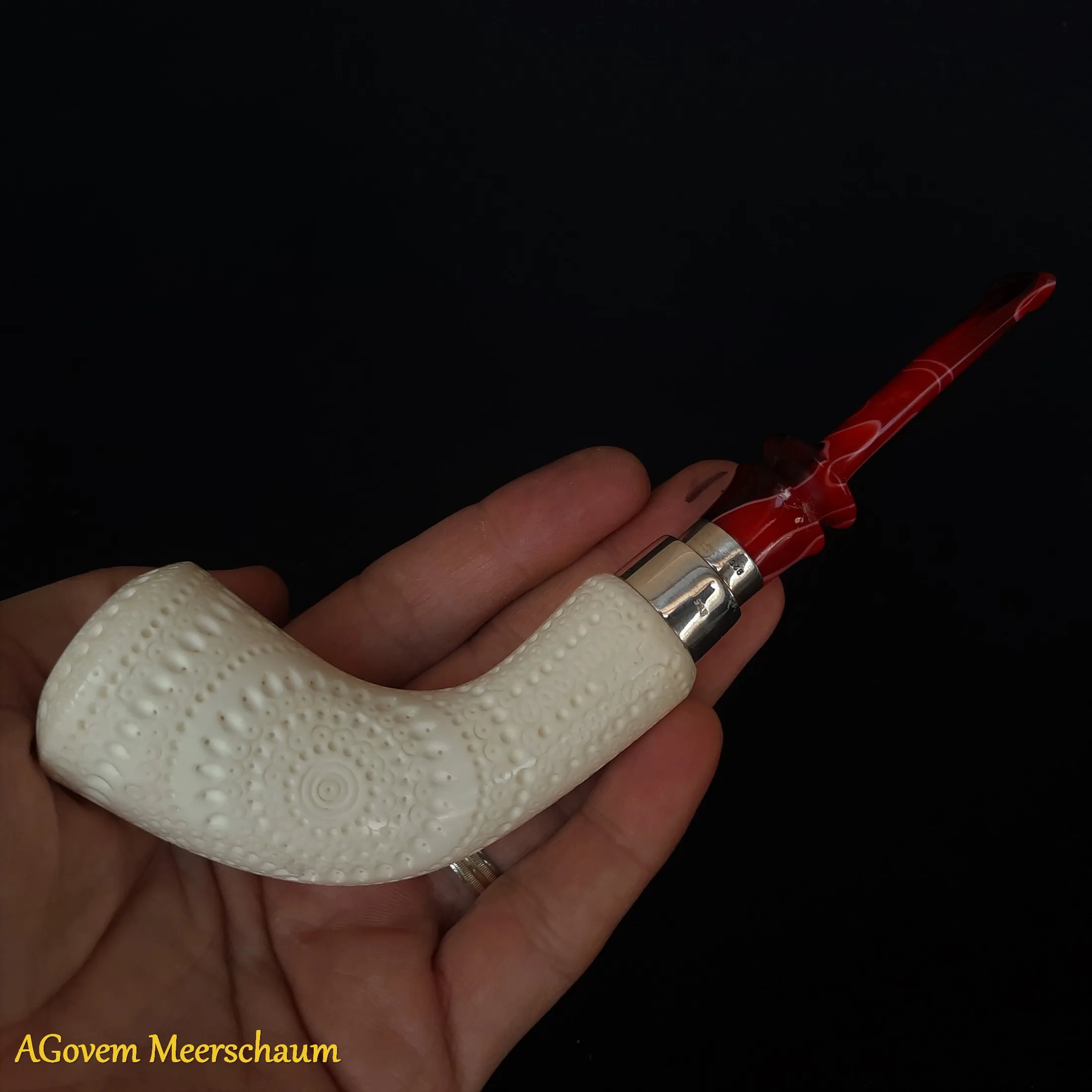 

AGovem Skull Block Meerschaum Smoking Tobacco Pipe Corn Cob Briar Wood Bowl Peterson Antique Vintage Estate Peterson AGM-62