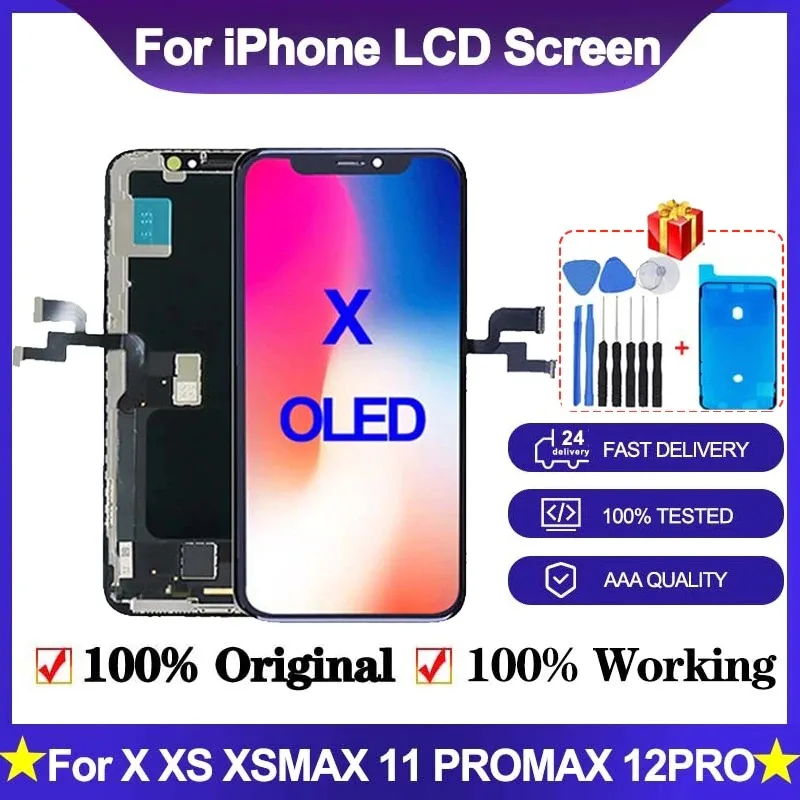 

Original GX Soft OLED LCD For iPhone X Pantalla Display Screen Replacement OEM For iPhone 11 Ecran X XR XS Max 12 Pro Display