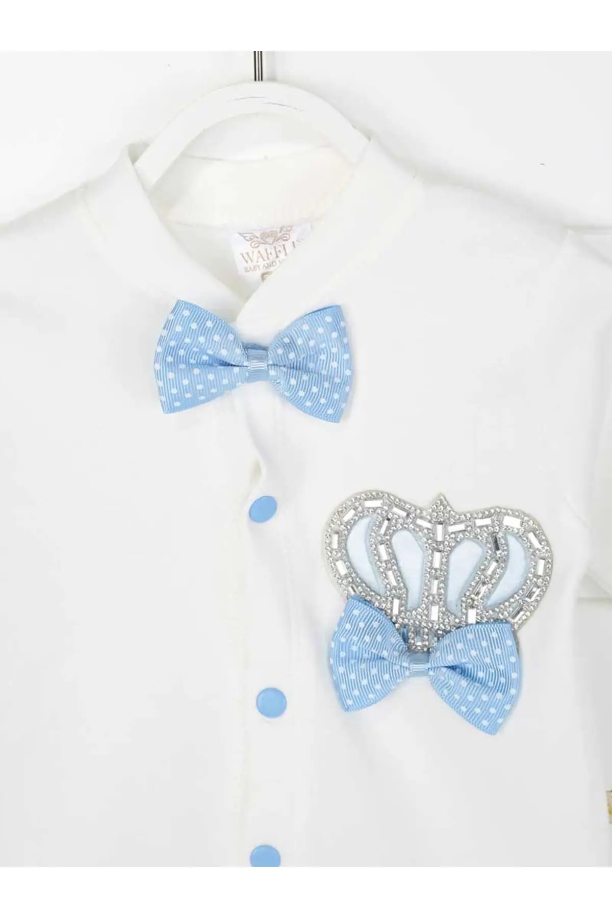 Детский комбинезон из 3 предметов с короной синего цвета для мальчиков |