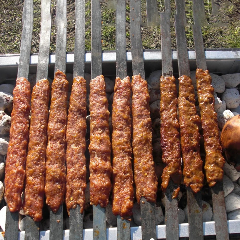 kabobs skewers for grill bbq tools meat minced iron galvanized kebab turkish kitchen gadgets barbecue stainless steel skewers free global shipping