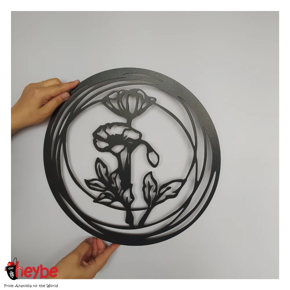 Деревянная Стена Художественное Украшение 3 Части Цветок Мака Черный Цвет 2021