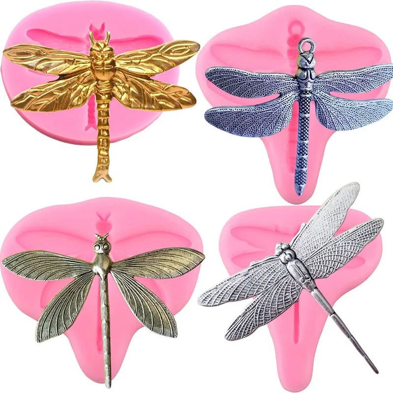 

3D Dragonfly Silicone Mold Chocolate Candy Fondant Molds Cupcake Topper DIY Cake Decorating Tools Clay Resin Moulds Set Of 4