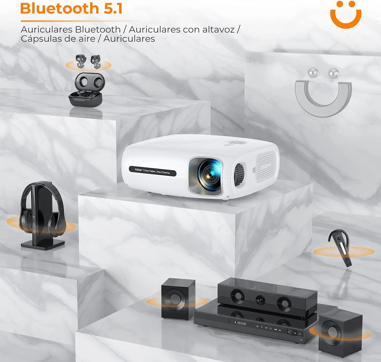 Проектор YABER Bluetooth Pro V7 1080 л 5G Full HD P WiFi автоматическая трапециевидная коррекция 6D и
