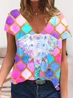 v neck original t shirt elephant super cute soft material fashion trend womens boutique t shirt cotton harajuku plus size