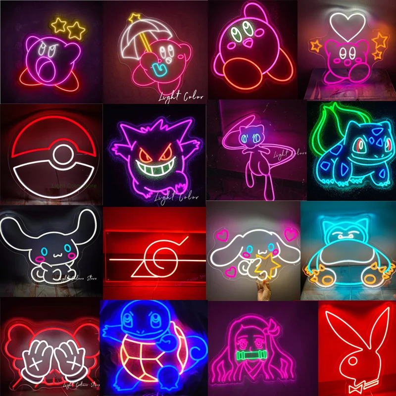 Custom led Pikachu Anime Gamers Neon Signs Japanese Girl Night Light Sign Game Room Home Wall Bedroom Decor Gift For Her
