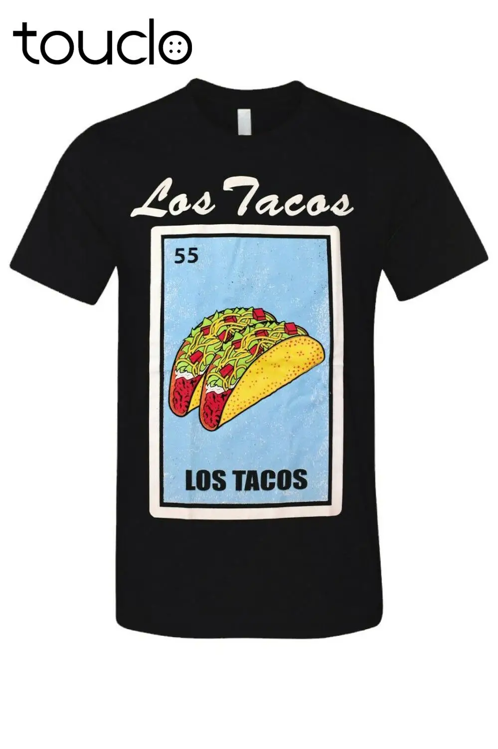 

Los Tacos Loteria Mexican Bingo T-Shirt Novelty Family Funny Black Cotton Tee