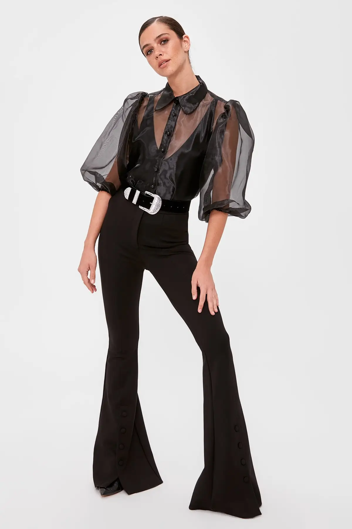 Модные брюки с пуговицами TPRAW20PL0046 Размер | Женская одежда