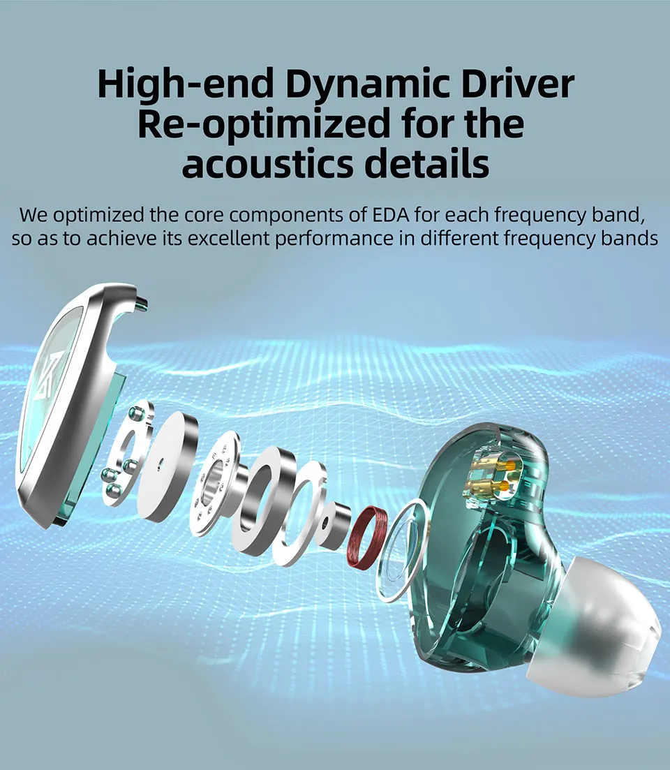 Наушники KZ EDA с шумоподавлением наушники-вкладыши 3 звуковыми режимами проводные