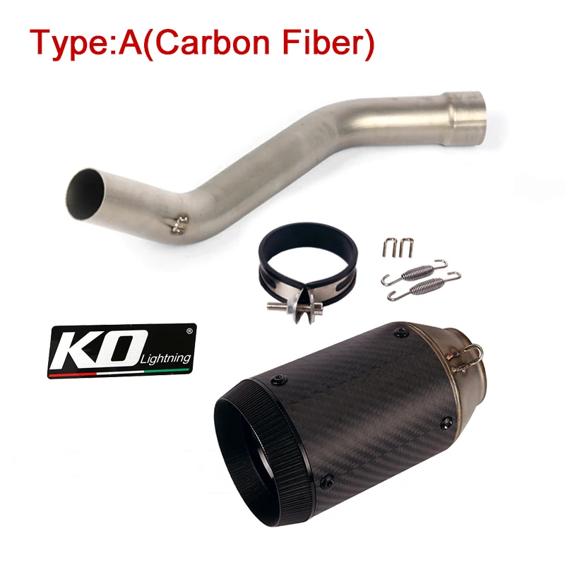 Motorcycle Exhaust System Middle Link Connect Pipe Slip On 51MM Muffler Tube For Kawasaki Ninja ZX10R Stainless Steel Or Carbon enlarge