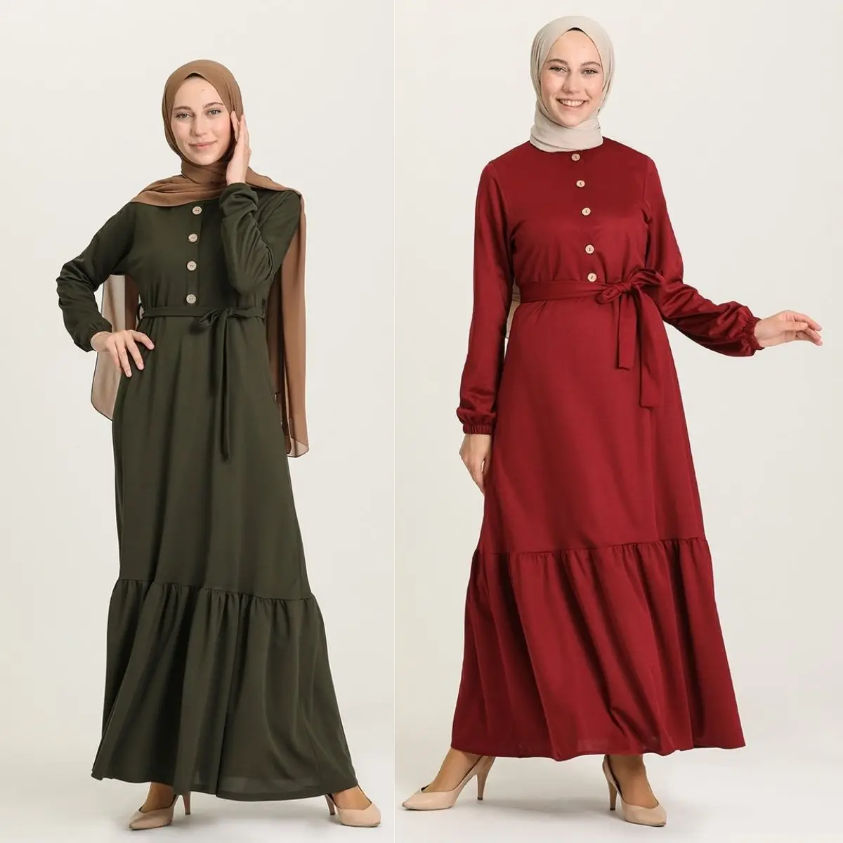 Плиссированное Платье на пуговицах, с поясом, с длинным рукавом, на молнии, без подкладки, сезонное зимнее женское платье, Турция, мусульман