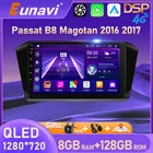 Eunavi Android auto 2din GPS для VW Passat B8 Magotan 2016 2017 мультимедийный видео плеер Carplay 4G 2 Din головное устройство QLED no dvd