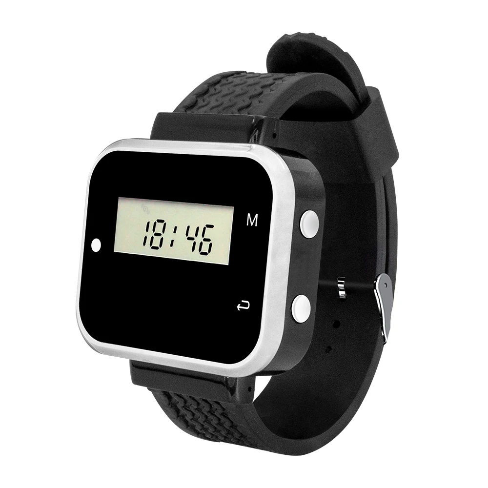 

JINGLE BELLS Watch Pager Wireless Restaurant Waiter Calling Receiver Guest Service Work with Call Button for Cafe Dentist Clinic