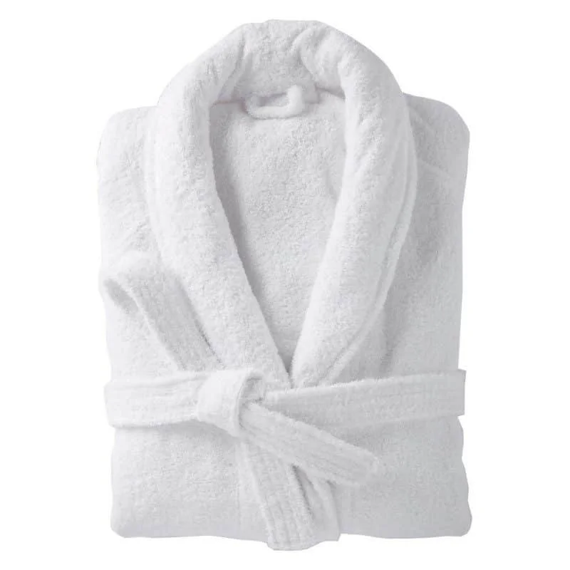 Bathrobe Terry Bath White for hotels and for home, Universal, for sauna and swimming pool, hotel textiles, hotel robe, soft natural cotton terry robe, large size long bath robe for men and women