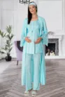 Послеродовой пижамный комплект с халат хлопковый женский послеродовой пижамный комплект Одежда для беременных женщин 3 предмета