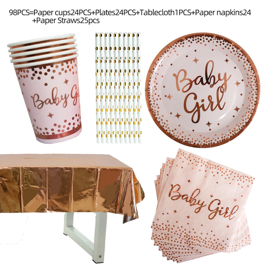 

Bronzing Party Supplies Rose Gold Polka Dot White Paper Plate Napkin Cup Wedding Bridal Shower Engagement Birthday Party