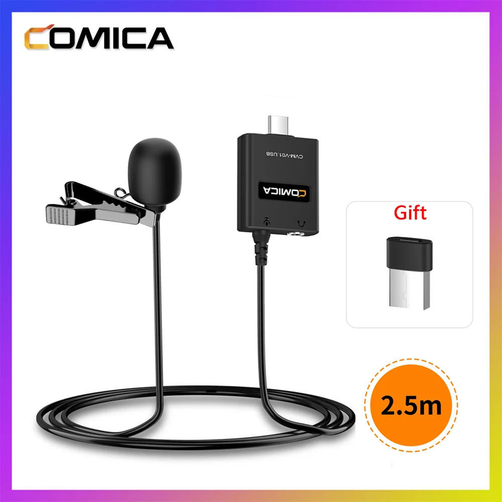 

Comica CVM-V01.USB Mini Microphone Clip on Computer Smartphone Mic for Zoom Meeting Video Youtube Podcast Live Streaming