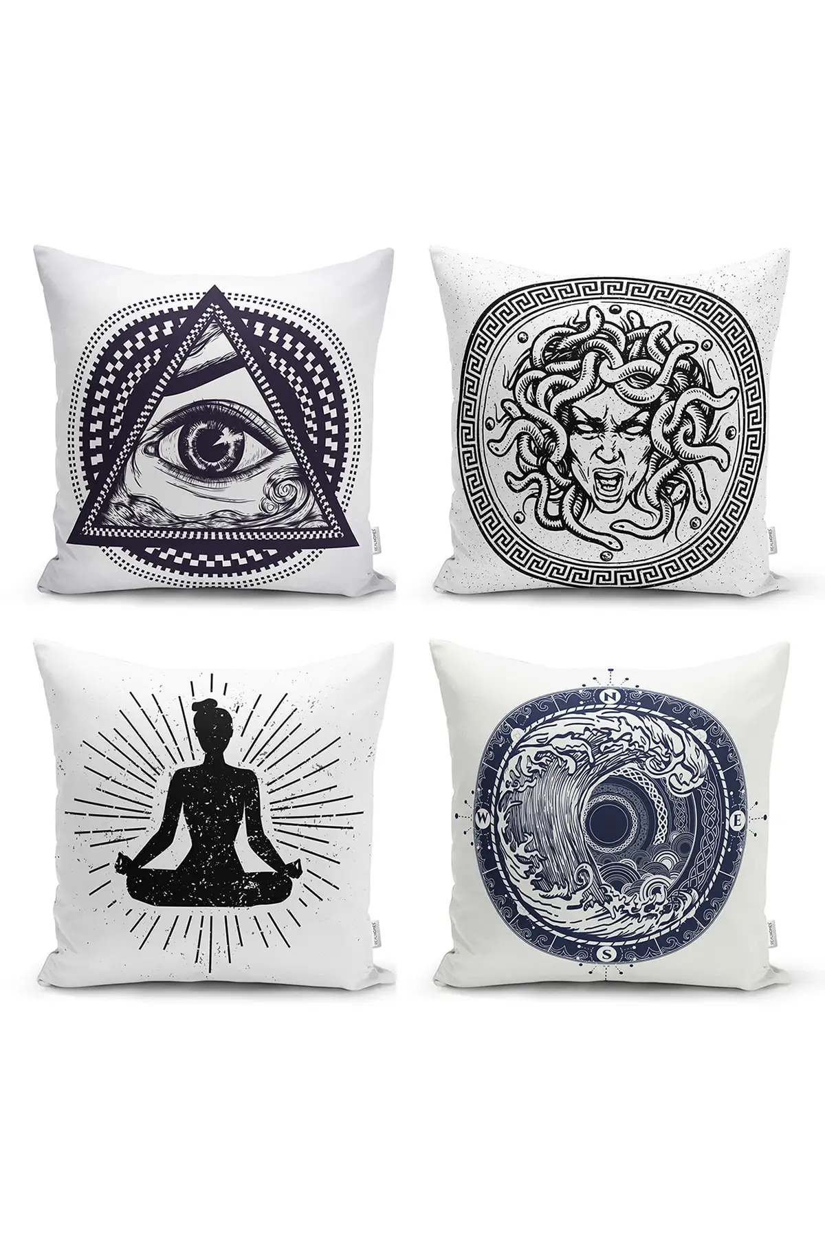 

Modern Third Eye Pattern Printed Cushion Decorative 4 pieces Sofa Pillow Cover Case Car Home Decor Throw Cotton Linen