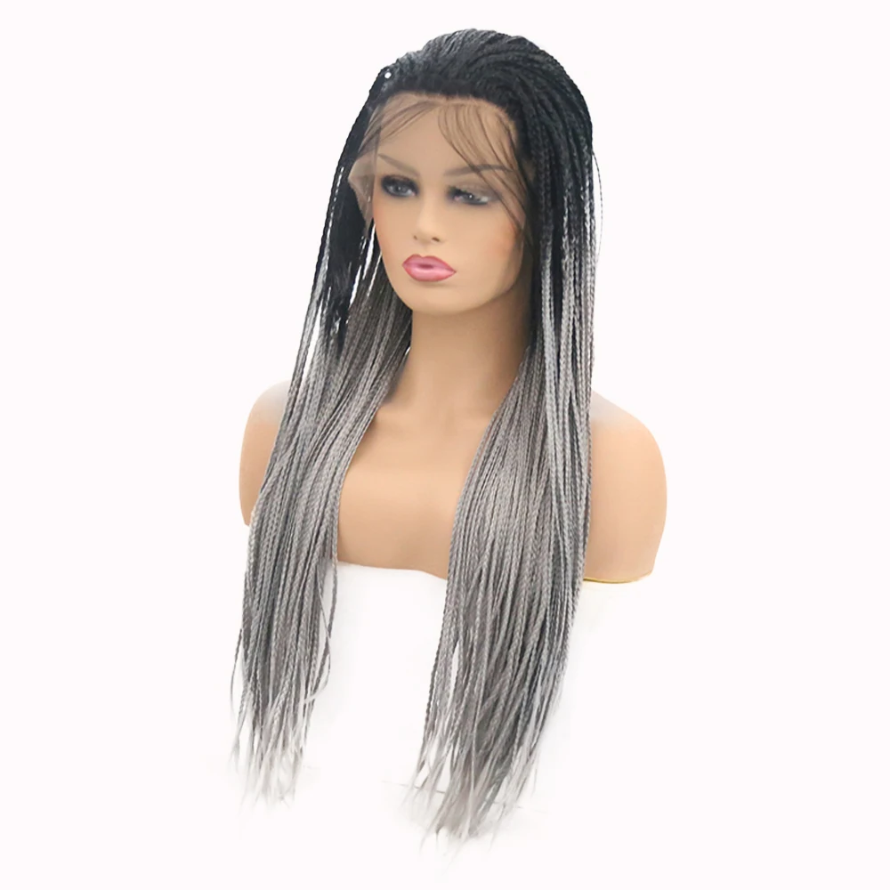 Харизма плетеные парики от черного до серого цветов для женщин Омбре серые