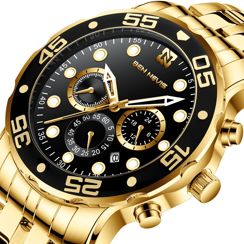 

Ben Nevis Fashion Business Quartz Full Steel Watch for Men Waterproof Sport Male Watch Clock Relogio Masculino A5