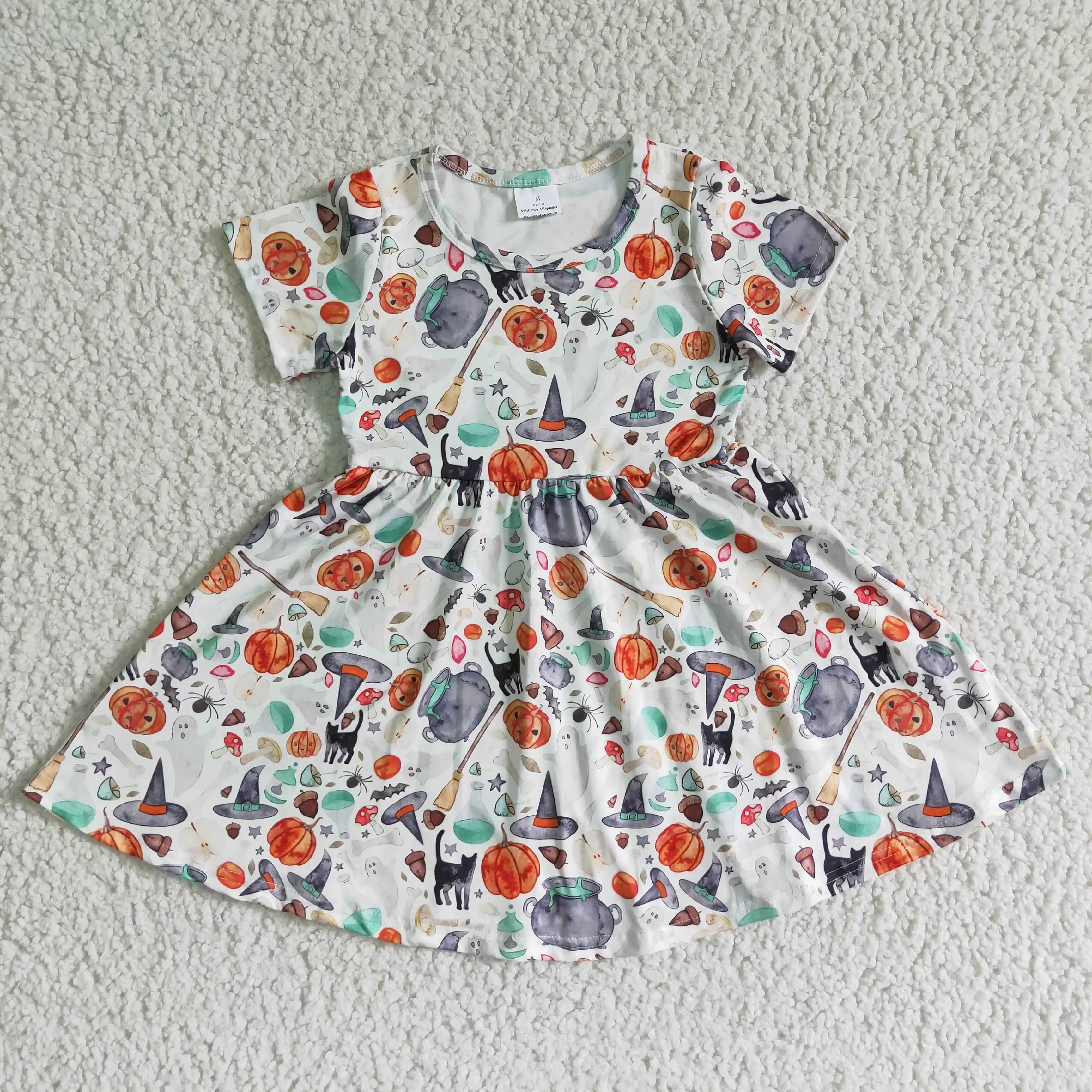 

boutique fluttter sleeve summer baby girl dress cotton soft wear dress kids girl knee length pumpkin dress infant clothing