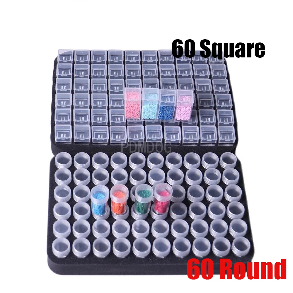 

Новинка 30/60, круглая/Квадратная бутылка-контейнер из страз, инструмент для мозаики из страз, круглая банка для хранения бусин