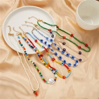 korean fashion colorful little daisy flower beaded necklace for women bohemian beads clavicle chain choker necklace jewelry