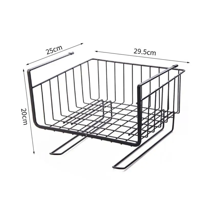 

Kitchen Wrought Iron Storage Rack Double-Layer Design Closet Cabinets Hanging Storage Organizer Basket Shelf Container