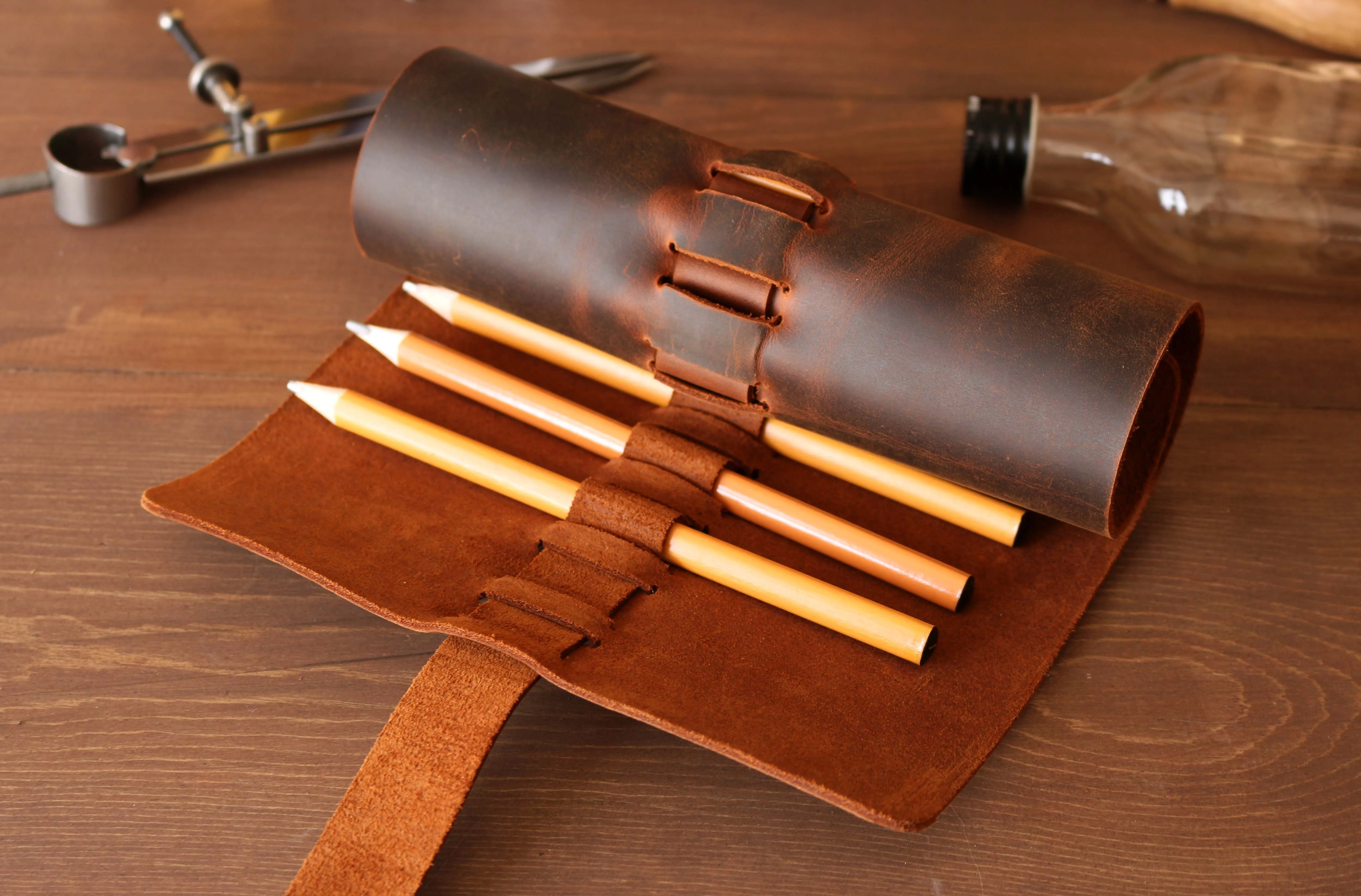 Футляр для ручек Valuaes из натуральной кожи пенал-сумочка портативный чехол