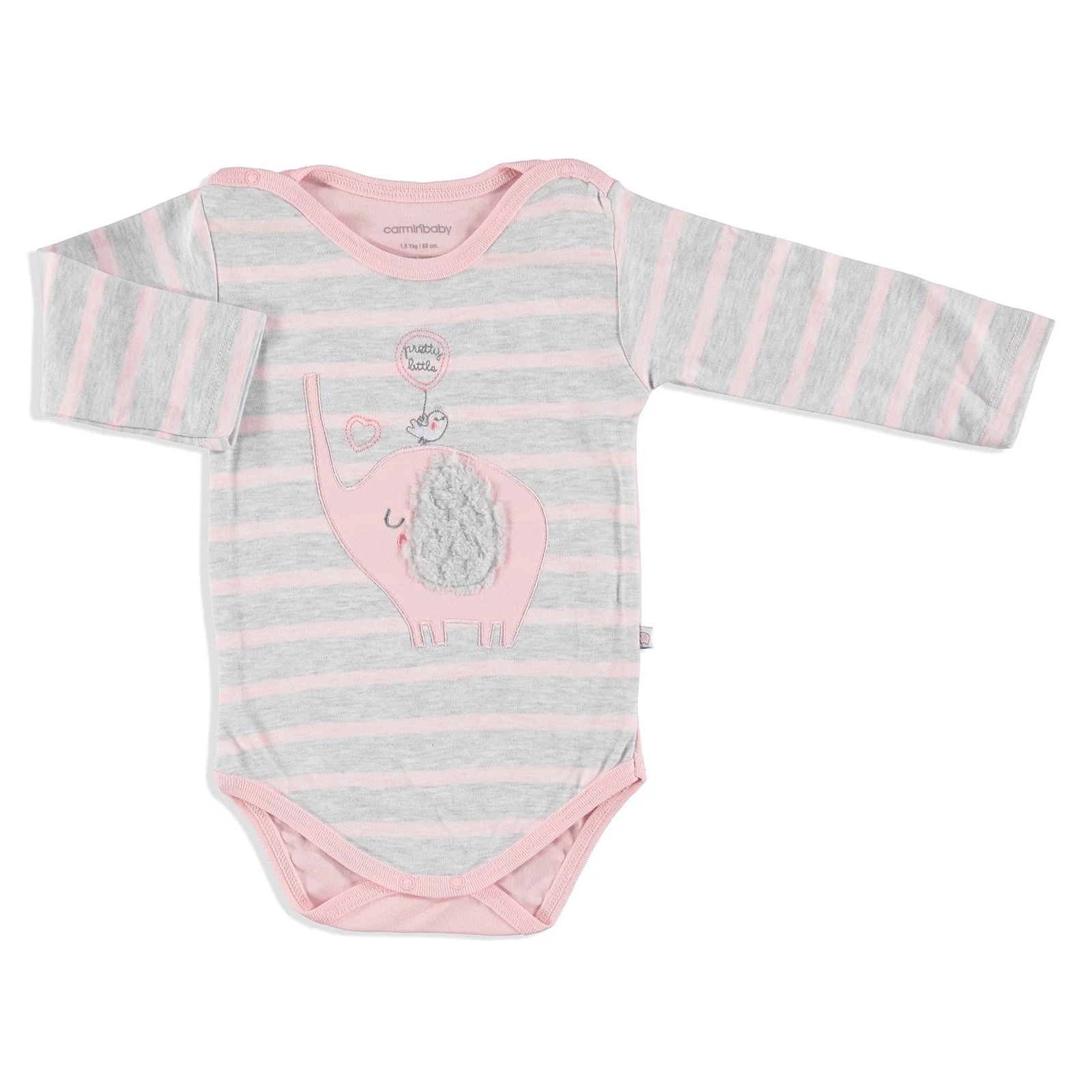 Боди с длинными рукавами интерлоком и изображением маленького слона ebebek Carmin| |