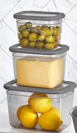 

3 pc Food Storage Containers Airtight Lids