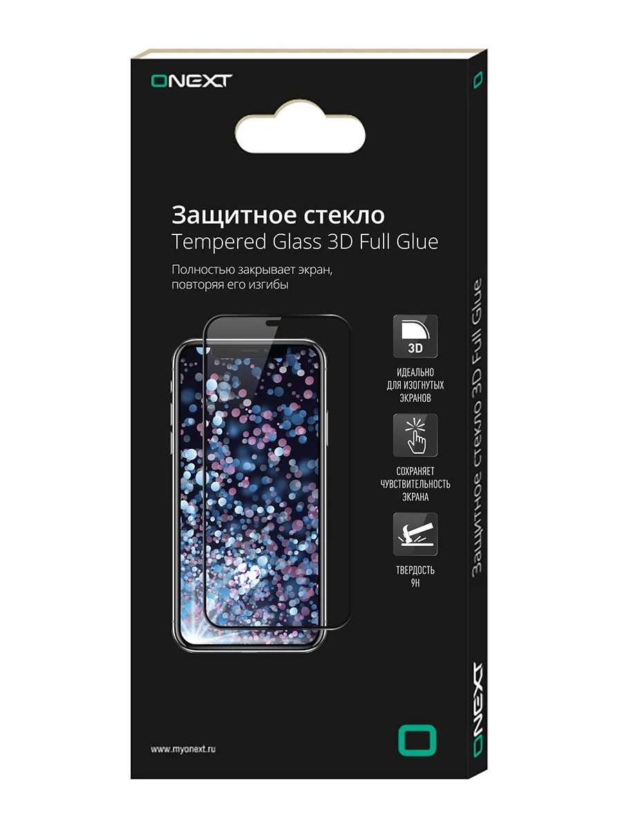 Защитное стекло Onext для Samsung Galaxy S8 3D черное (full glue) с аппликатором|Защитные стёкла и
