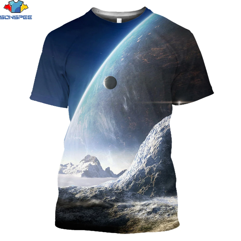 

SONSPEE 3D Paint Celestial Body Planet Science Fiction Fantasy 2021 Summer Unisex Casual Short Sleeve Men 3D Style Street Wear P