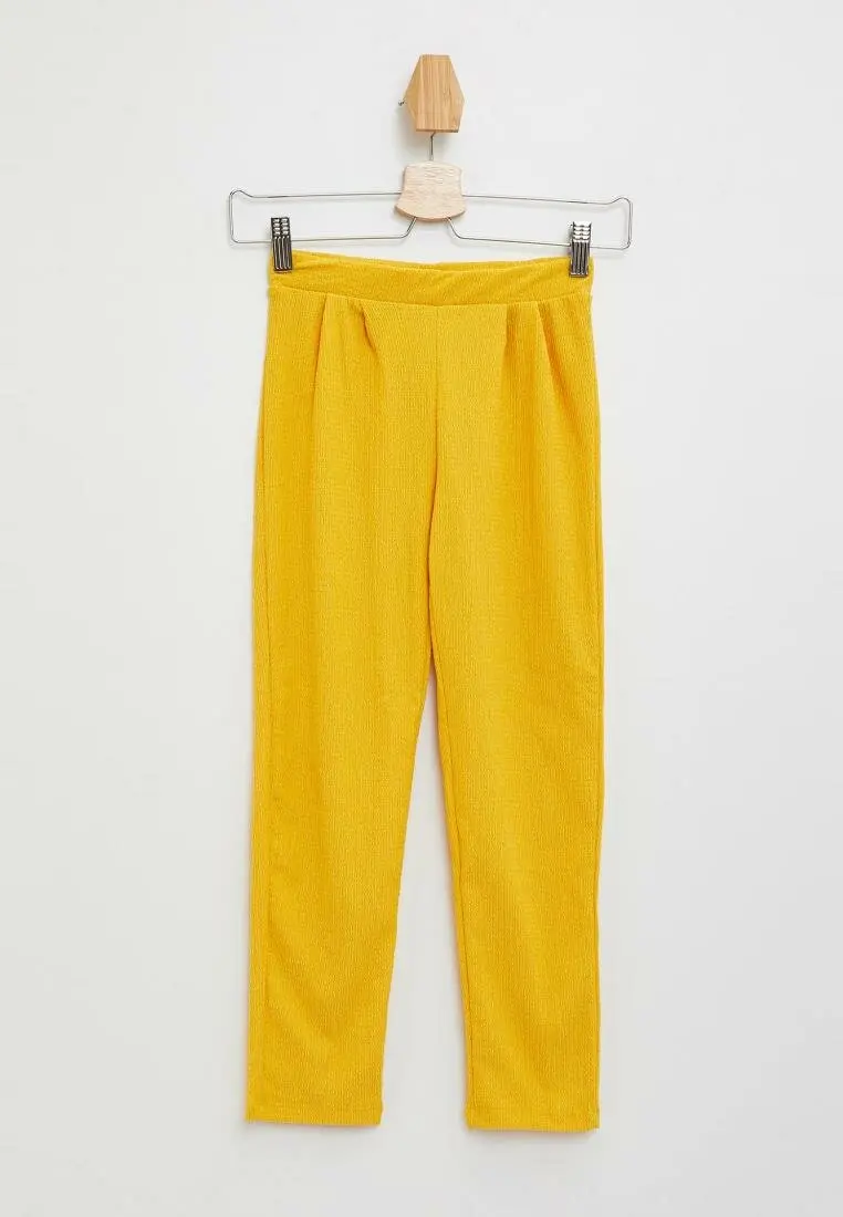 Длинные брюки DeFacto для девочек Летние повседневные ярко-желтые штаны эластичные
