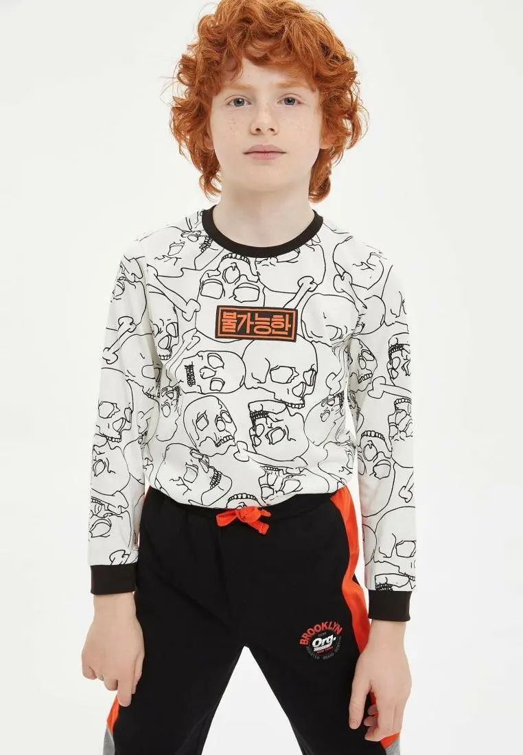 DeFacto/футболка с длинными рукавами для мальчиков Крутая Весенняя Футболка принтом